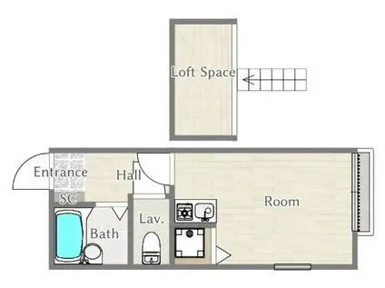 リバーサイドコート(ワンルーム/2階)の間取り写真