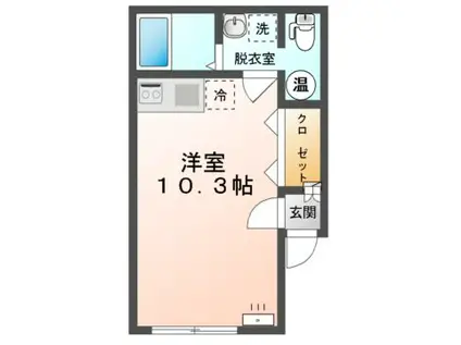 M108(ワンルーム/1階)の間取り写真