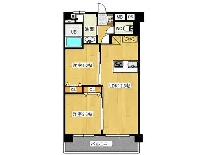 レジデンスシンコー(2LDK/3階)の間取り写真