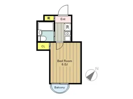 サンシティー稲田堤第5(1K/1階)の間取り写真