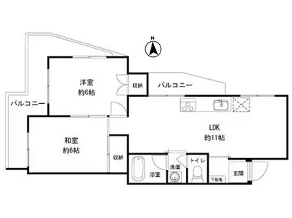 ビラユニオン山の手(2LDK/2階)の間取り写真