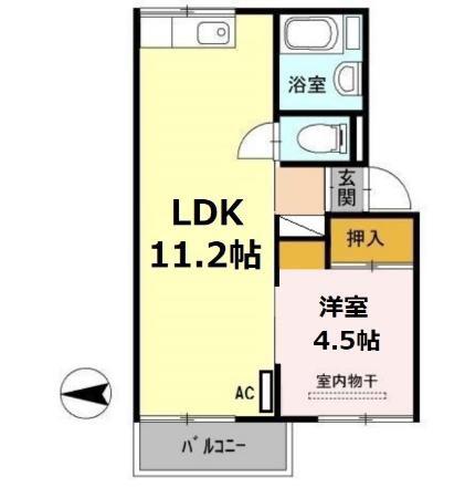 ホワイトハイツ牧田(1LDK/2階)の間取り写真
