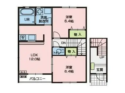 NJ三島町III(2LDK/2階)の間取り写真