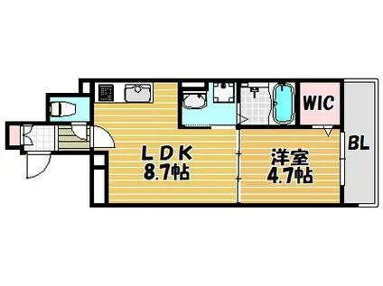 ピレーネ諸福(1LDK/1階)の間取り写真