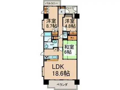 ロータリー春岡(3LDK/6階)の間取り写真