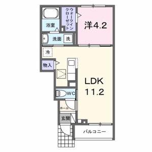 ラ・パーチェ I(1LDK/1階)の間取り写真