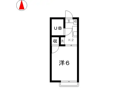 リュ・プラタン 北棟(1K/2階)の間取り写真