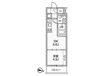ウィーヴプレイス東高円寺(1DK/1階)の間取り写真