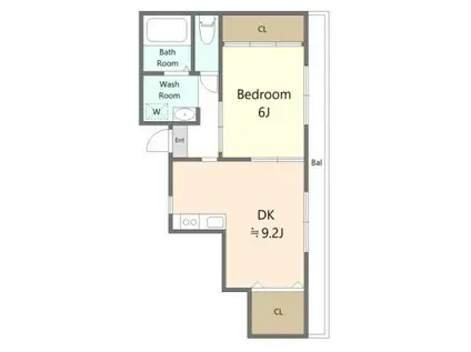 プチエレガンス河辺(1DK/3階)の間取り写真