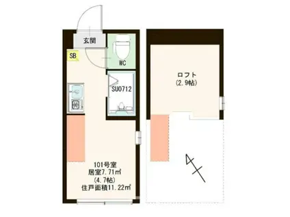 ハーモニーテラス桜台II(ワンルーム/1階)の間取り写真