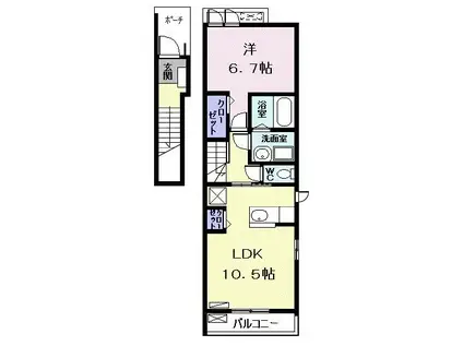 K.Nコンプレーション III(1LDK/2階)の間取り写真