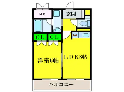 TS CASA SECONDO(1DK/8階)の間取り写真