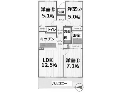 アクティ目黒駅前 2号棟 アクティ目黒駅前2号棟(3LDK/8階)の間取り写真