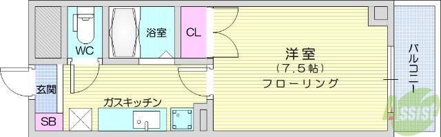 アイリスヒルズ(1K/3階)の間取り写真