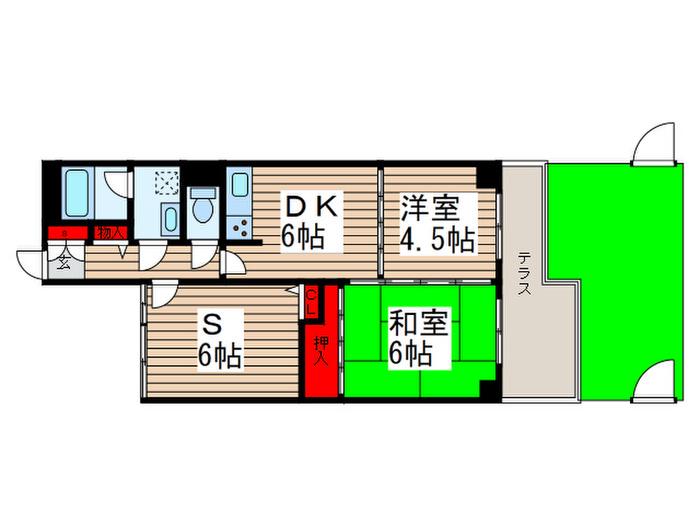 ライオンズヒルズ松戸(2SDK/1階)の間取り写真