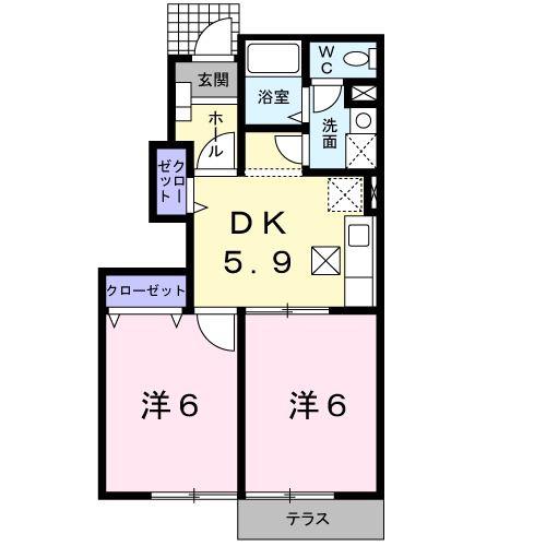サンパティークIII(2DK/1階)の間取り写真