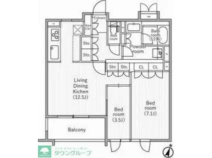 NIDO SAKURAGAOKA(2LDK/4階)の間取り写真
