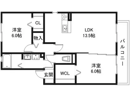 サンフォレスタA棟(2LDK/1階)の間取り写真