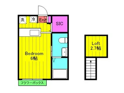 SPERANZA(1K/2階)の間取り写真