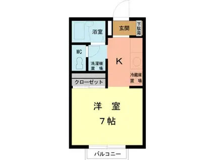 京王相模原線 京王堀之内駅 徒歩14分 2階建 築33年(ワンルーム/2階)の間取り写真