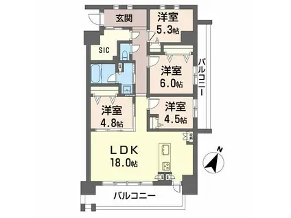 LASANTE 照葉オーシャンテラス(4LDK/9階)の間取り写真