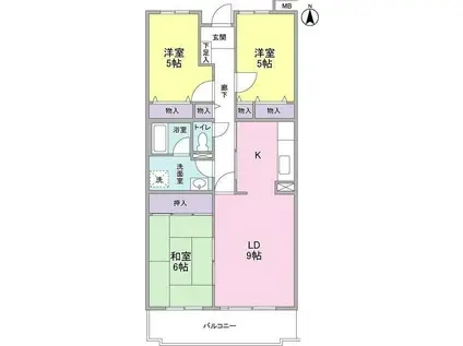 グレースオーク(3LDK/2階)の間取り写真