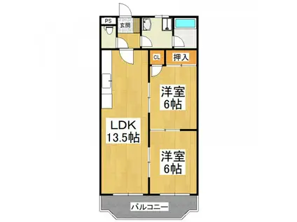 グリーンハイツ須賀(2LDK/2階)の間取り写真