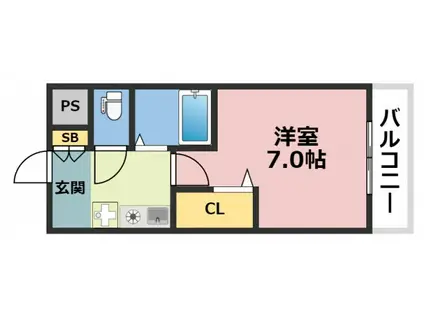 グランドオーク高井田(1K/3階)の間取り写真