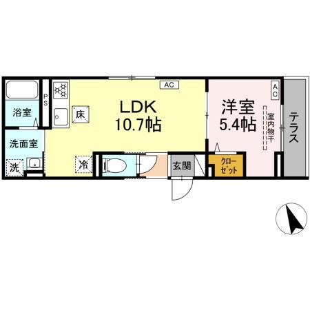 D PAINA 菅北浦(1LDK/3階)の間取り写真