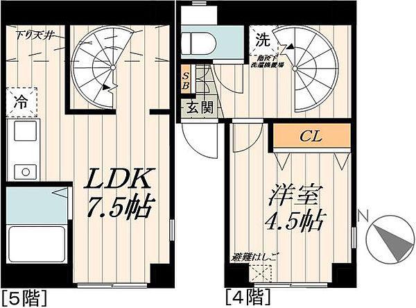 JLBグランエクリュ初台(1LDK/4階)の間取り写真