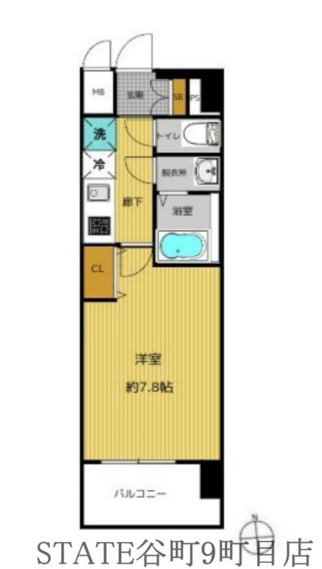 セオリー大阪イースト DOOR(1K/2階)の間取り写真