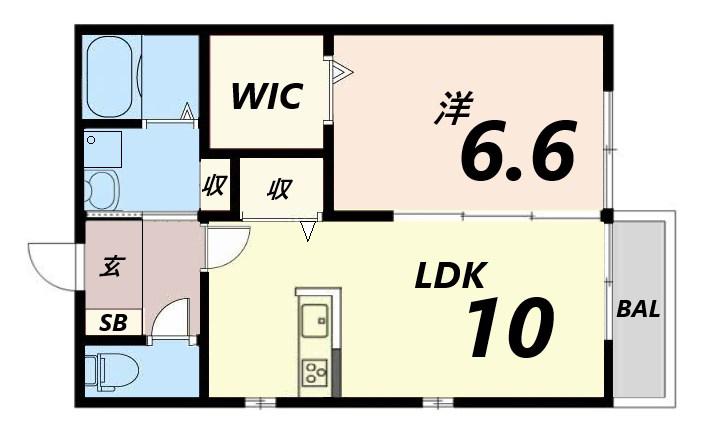 プランドール宇佐崎II(1LDK/1階)の間取り写真