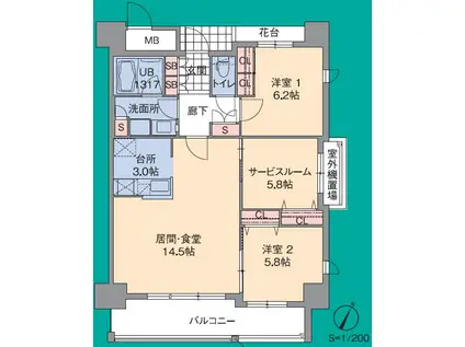 プライムメゾン セントラルパーク(2SLDK/3階)の間取り写真