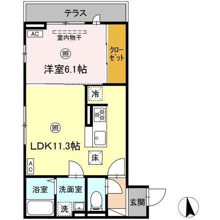 D-ROOM小田原五丁目(1LDK/1階)の間取り写真