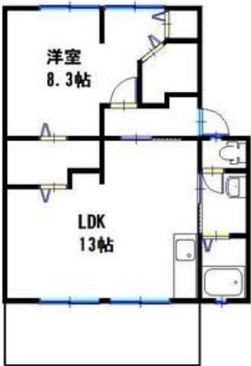 ハイツサンライフ C・D(1LDK/1階)の間取り写真