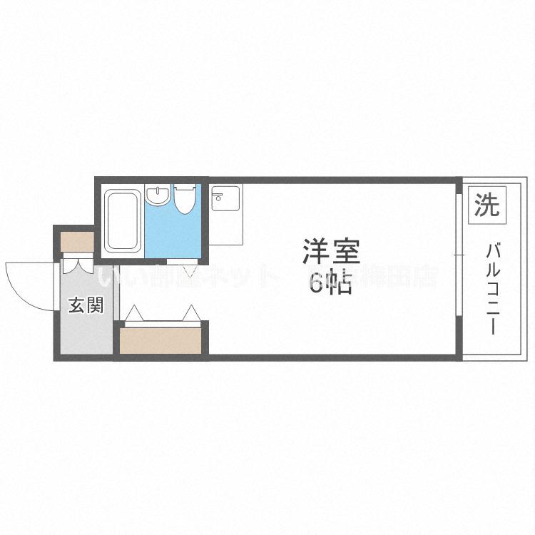 ファインクレスト江坂(ワンルーム/6階)の間取り写真