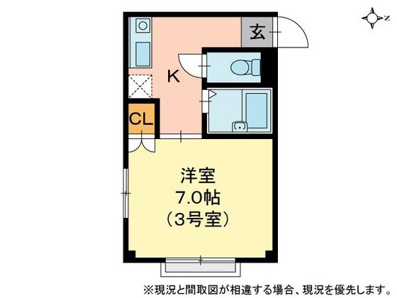 ラフィーネ(1K/3階)の間取り写真