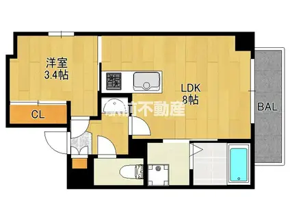 ADORE 六本松 PROUD(1LDK/5階)の間取り写真