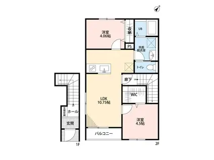 リーブルファイン和戸駅(2LDK/2階)の間取り写真