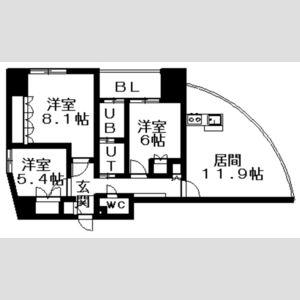 ADEN宮の森(3LDK/8階)の間取り写真