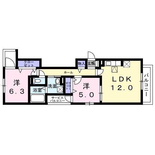 パル茨木(1LDK/1階)の間取り写真