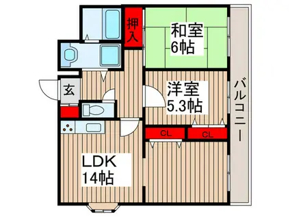 プリマベーラ(2LDK/3階)の間取り写真