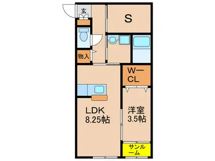GRAVISTA札元 A棟(1SLDK/2階)の間取り写真