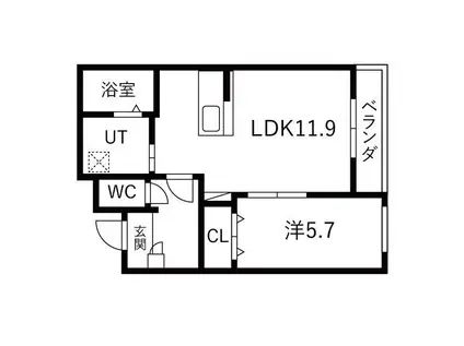 インフィニティ松陰(1LDK/3階)の間取り写真