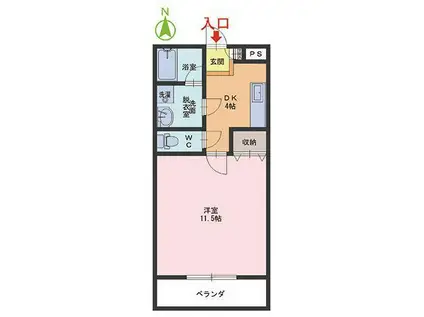 ポラリス(1DK/1階)の間取り写真