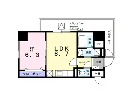 プラチナコートII(1LDK/9階)の間取り写真