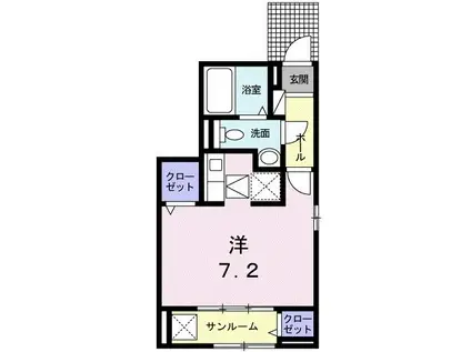 ラ・ペジーブル新大江(ワンルーム/1階)の間取り写真