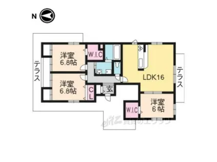 エルシエーロ北山イースト(3LDK/1階)の間取り写真
