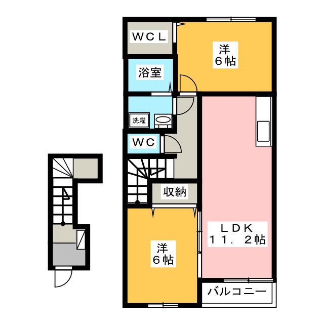 メデリスI(2LDK/2階)の間取り写真
