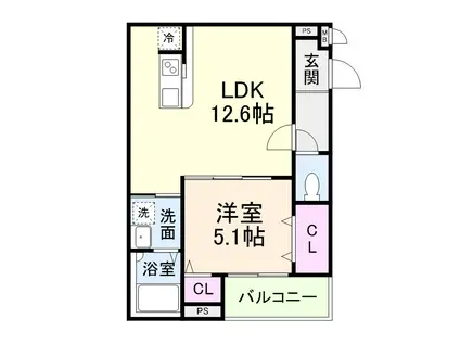 フジパレス今津中五丁目B棟(1LDK/3階)の間取り写真